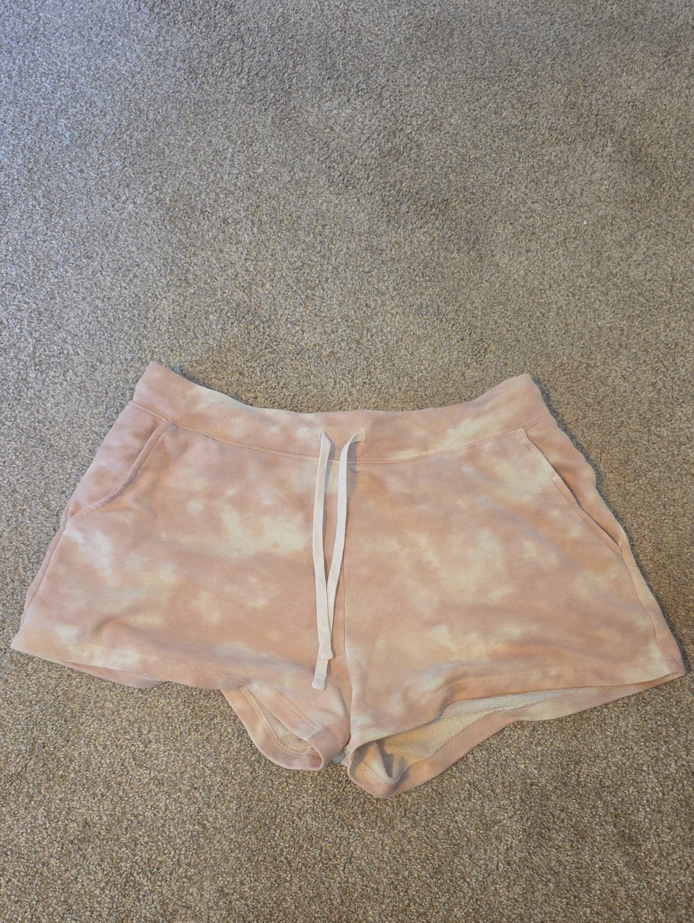 Soft Tie-Dye Pink Lounge Shorts with Drawstring